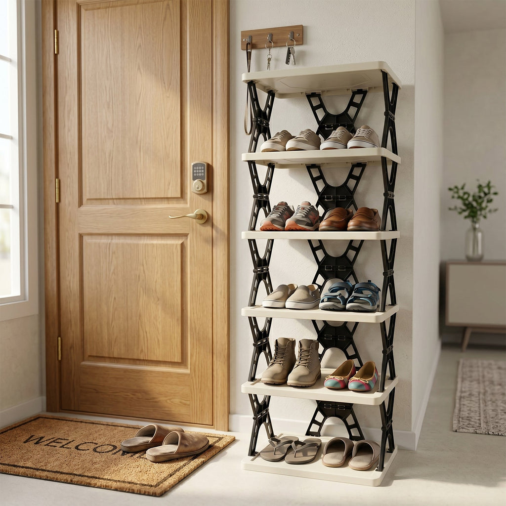 Multipurpose Foldable 6 Layer Storage Rack Ð Space-Saving Home Organizer