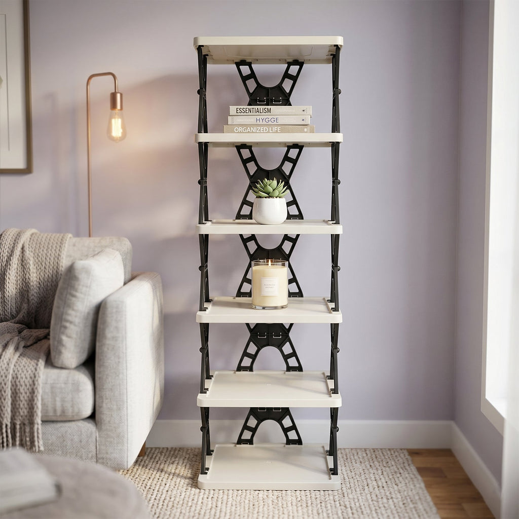Multipurpose Foldable 6 Layer Storage Rack Ð Space-Saving Home Organizer