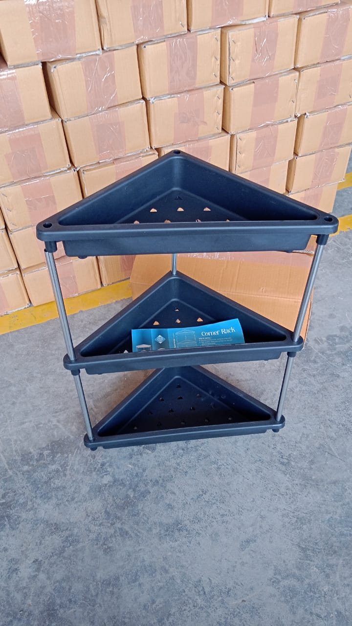 Plastic Corner Storage Rack – 3-Layer Space-Saving Shelf