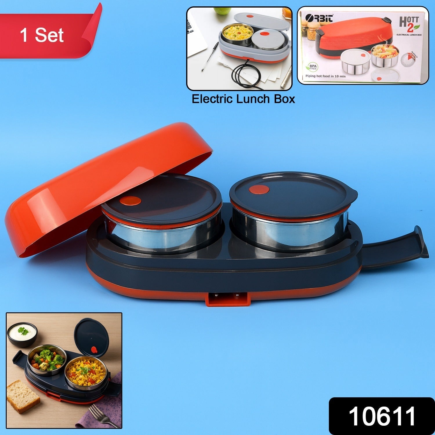 Portable Electric Food Warmer Lunch Box | Dual Stainless Steel Compartments | Leakproof Design