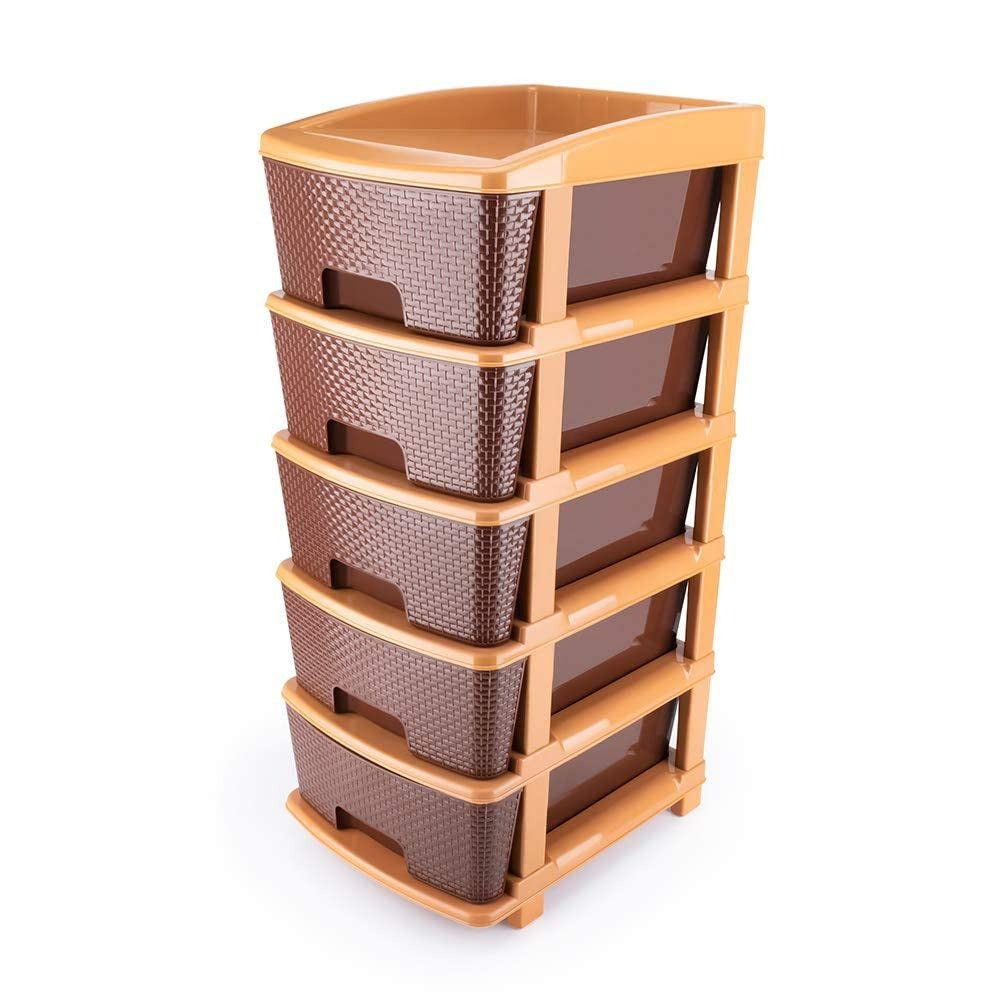 Plastic Modular Drawer – 5-Tier Brown Storage | Organivo