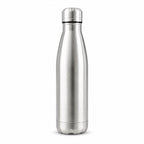 Stainless steel water bottle on white background