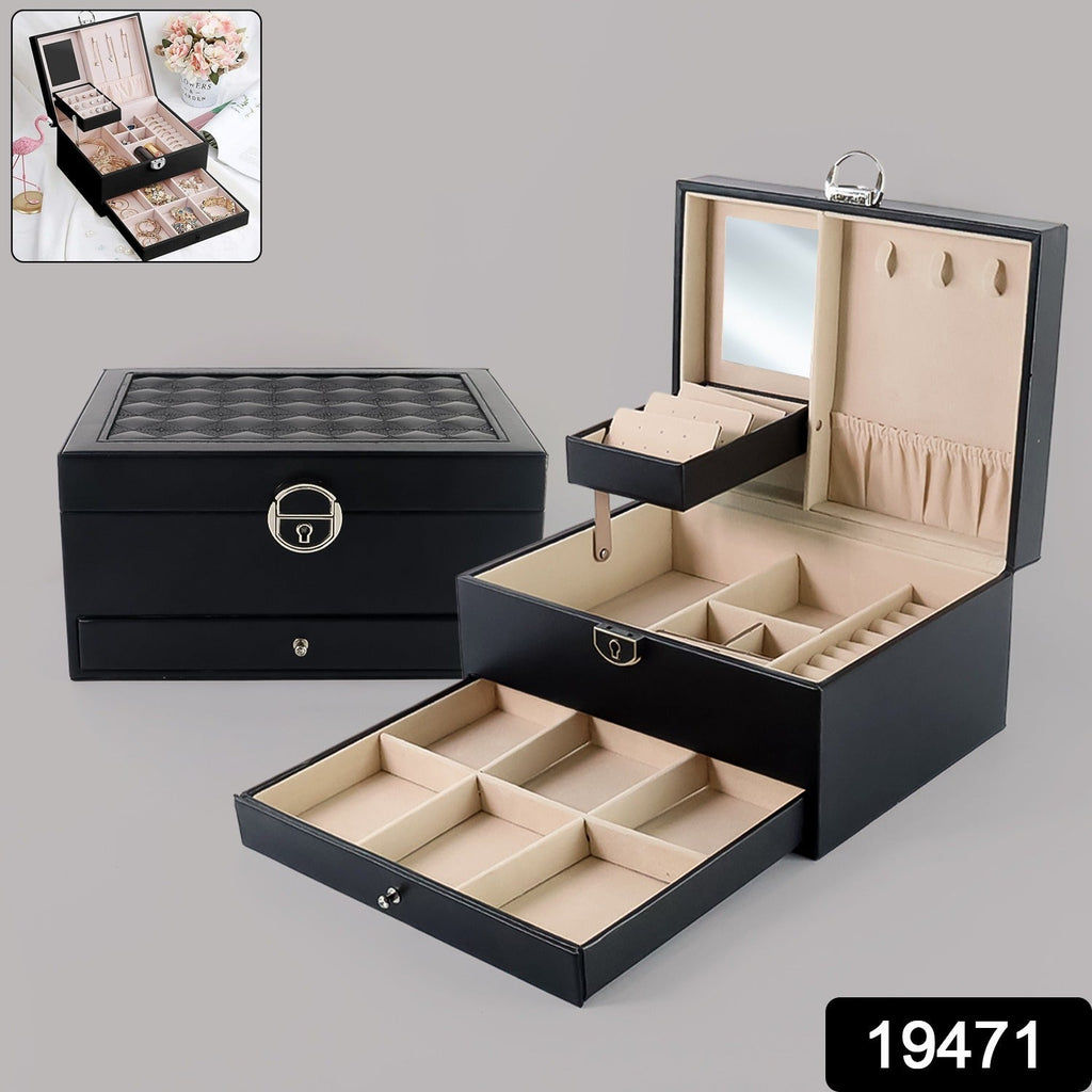Jewellery Organizer Box – Multi-Layer Velvet Storage with Lock
