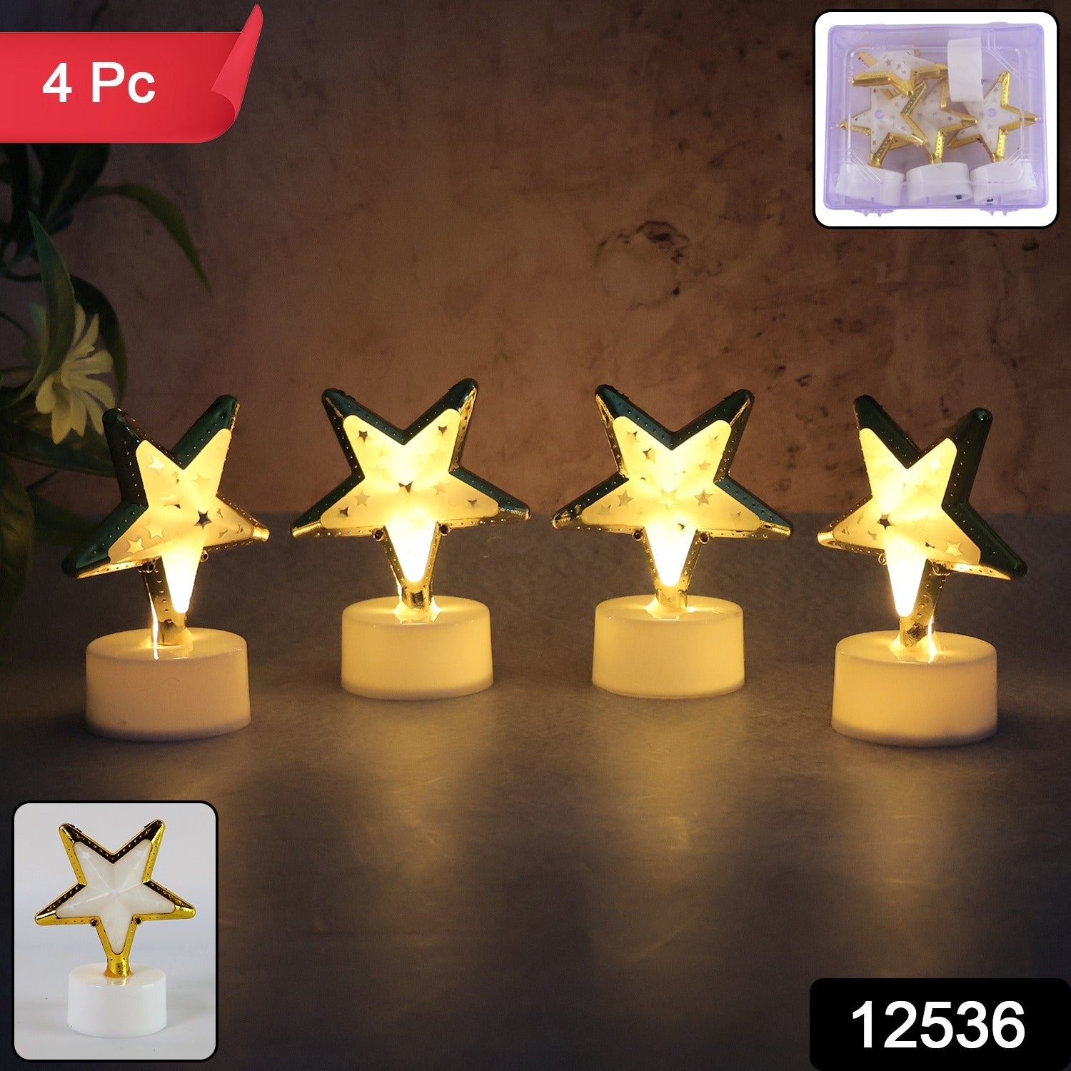 Star Shaped Flameless LED Candles – Set of 4 for Home Decor