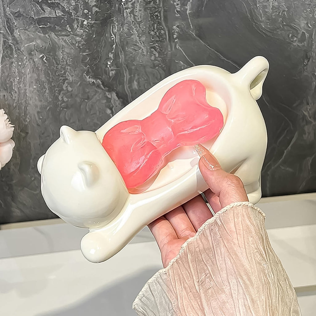 Animal Shape Soap Dish Holder – Cute Bear Design with Drainage