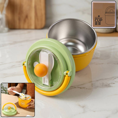 Stainless steel leak-proof lunch box in vibrant color with spoon compartment