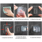 Mop & Broom Holder Clips – Strong Self-Adhesive Grip Set