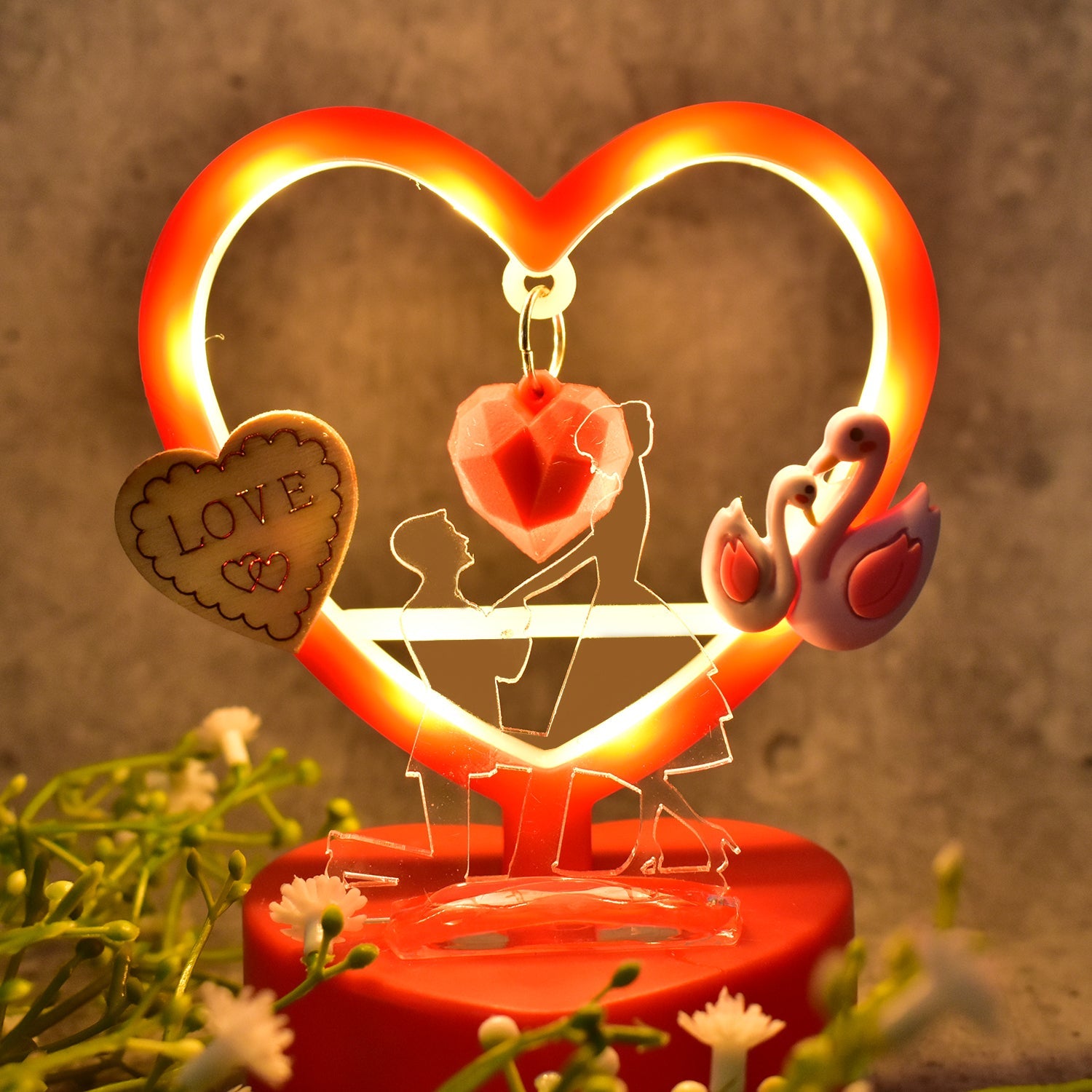 Heart-Shaped Decorative Love Showpiece – Romantic LED Table Décor
