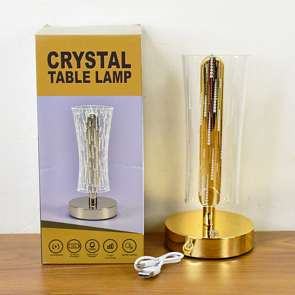 Crystal Table Lamp – Elegant USB Rechargeable LED Glow