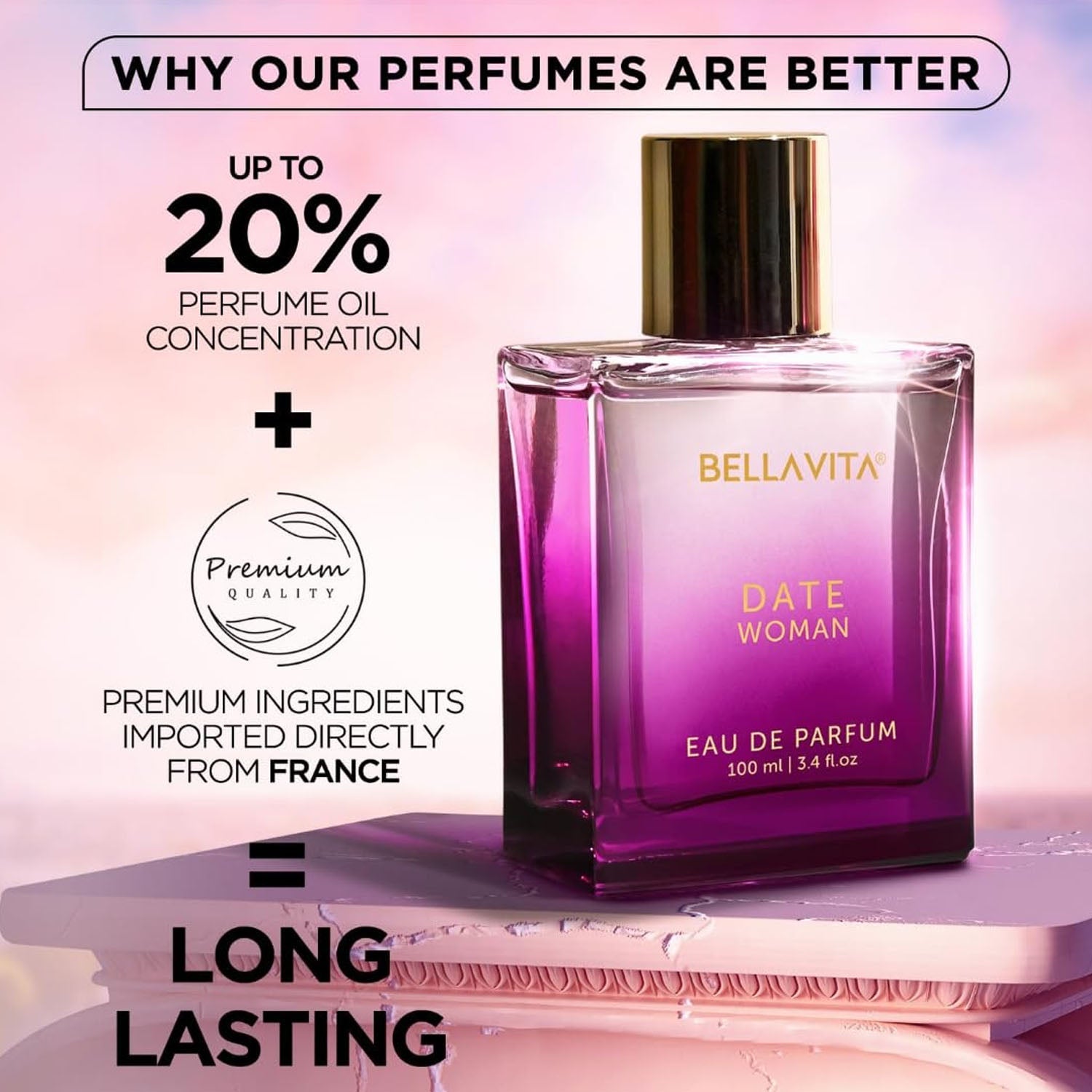 Bellavita Date Woman Perfume – Romantic Floral Fruity Scent for Women