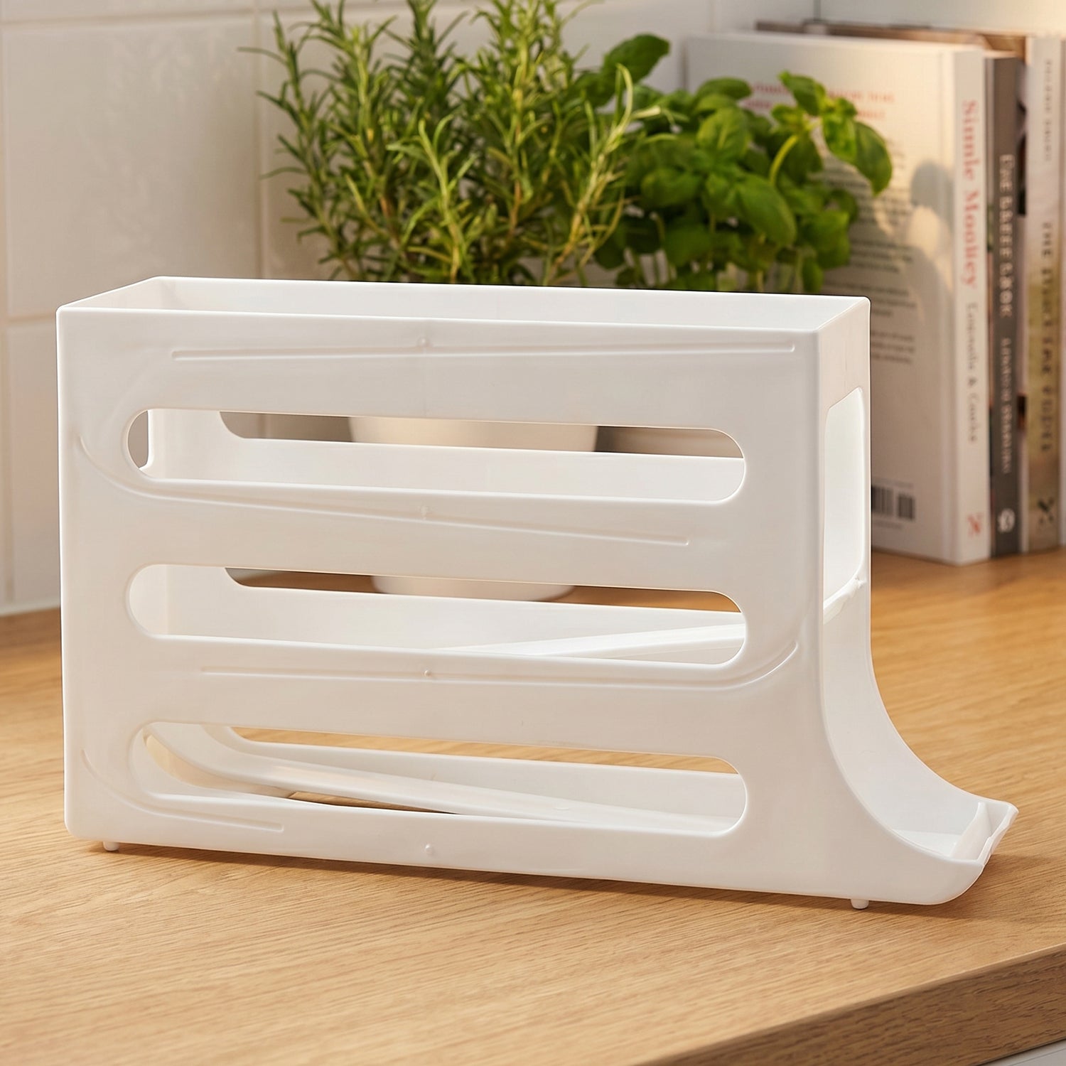 Plastic Egg Storage Organizer Ð Space-saving fridge tray for neat kitchen organization