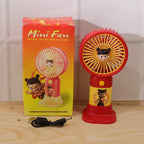 Cute Cartoon Character Mini Fan Ð Portable & Rechargeable for Kids
