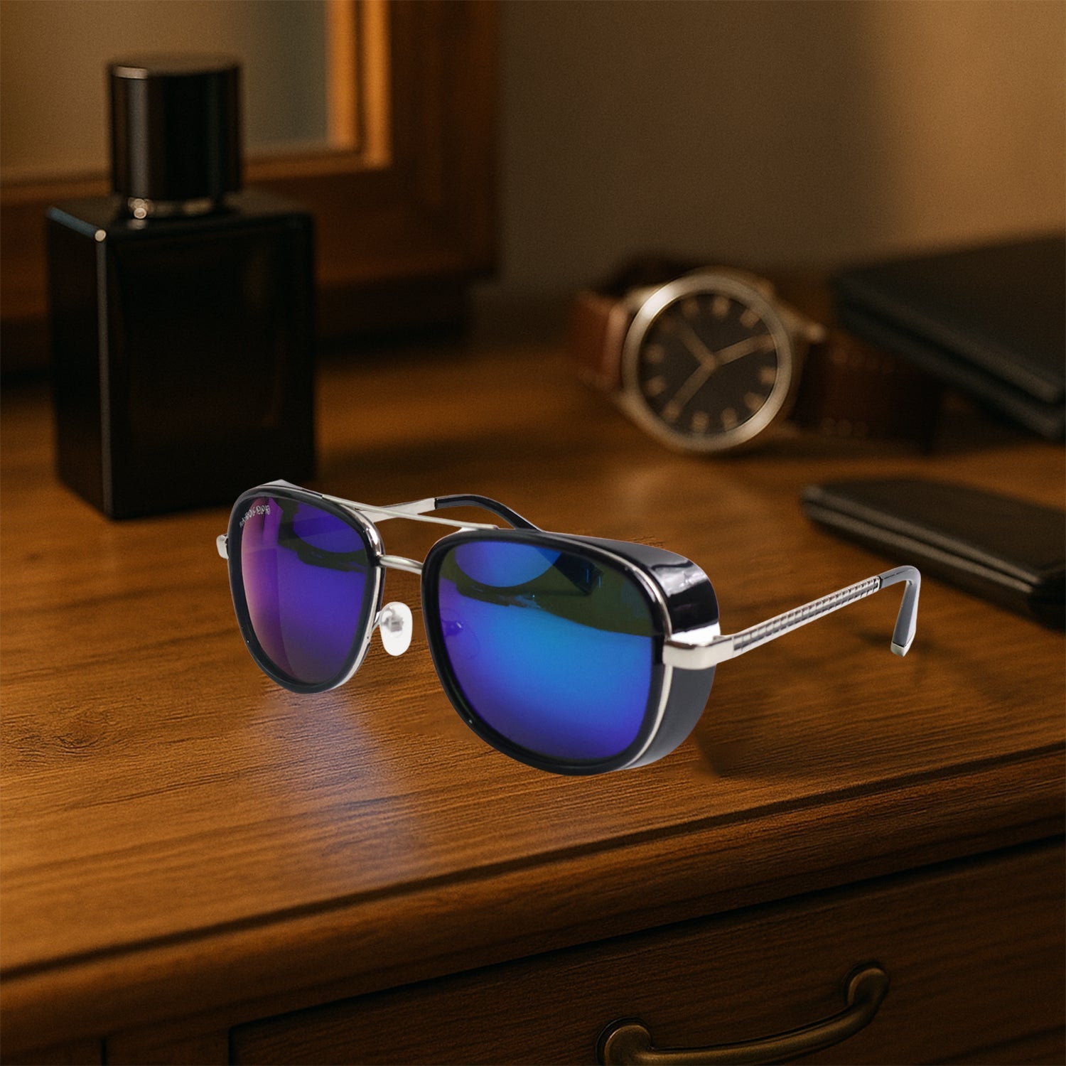 Polarized Aviator Sunglasses – Blue Mirror Lenses with UV Protection