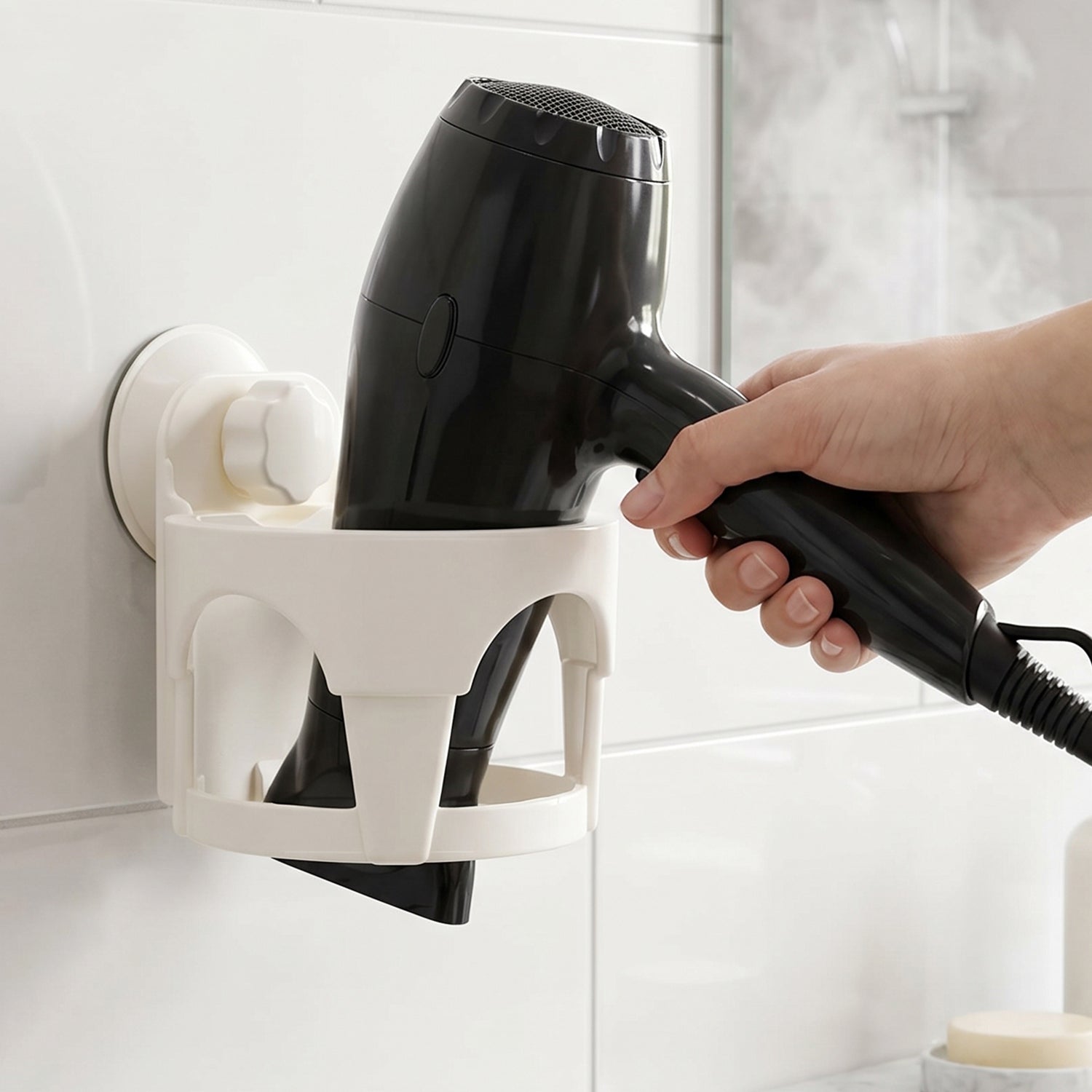 Hair Dryer Holder Ð Easy Bathroom Storage with Suction Cup