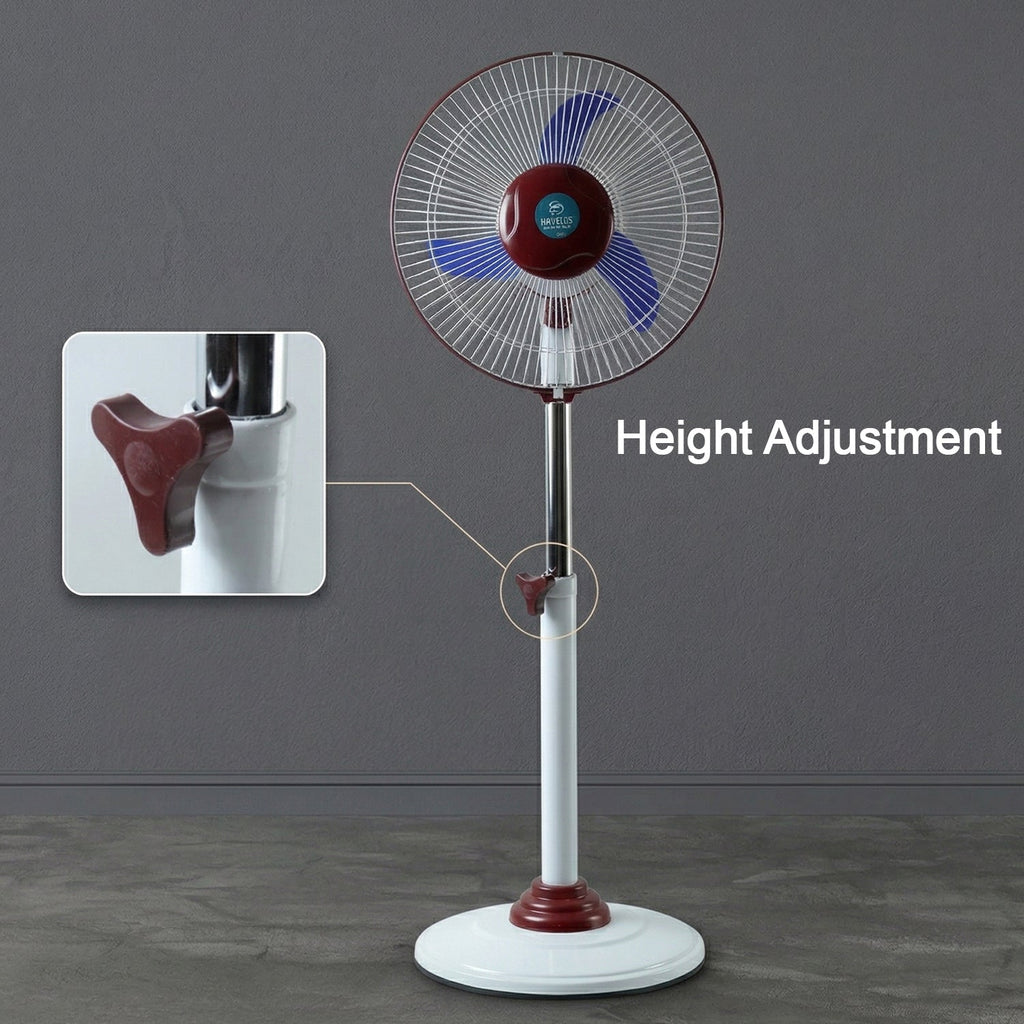 Pedestal Fan – Adjustable Height with LED Light & Rechargeable Power
