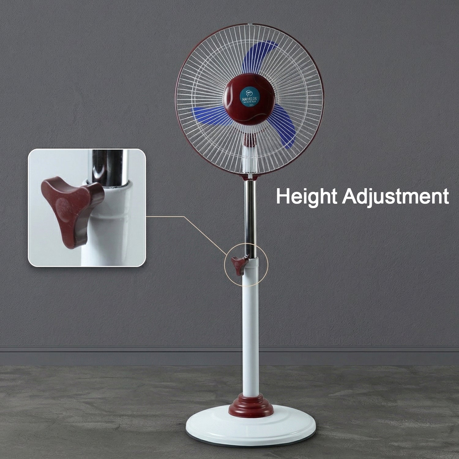 Pedestal Fan – Adjustable Height with LED Light & Rechargeable Power