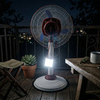 Pedestal Fan – Adjustable Height with LED Light & Rechargeable Power