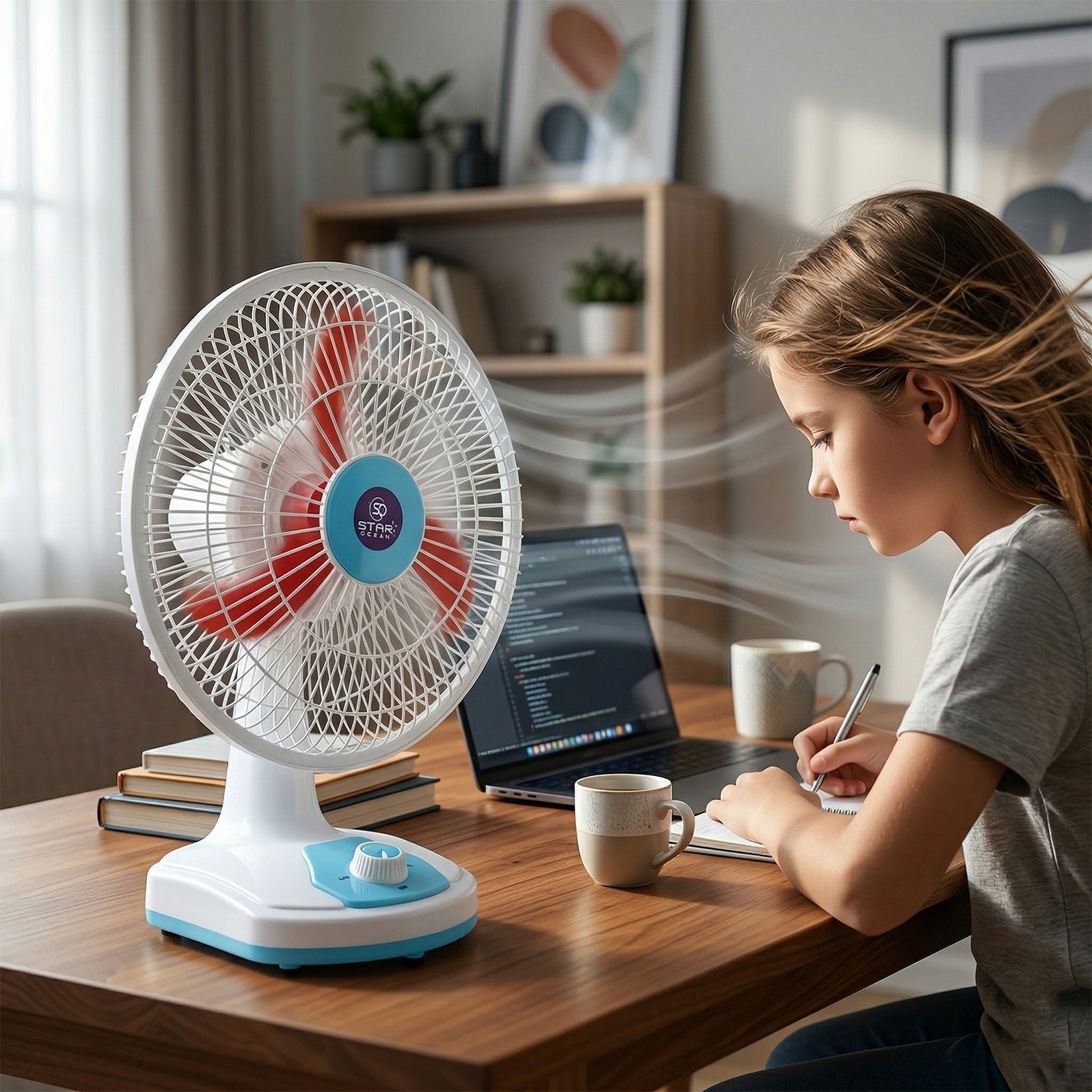Rechargeable Table Fan – Portable with LED Light & Dual Power