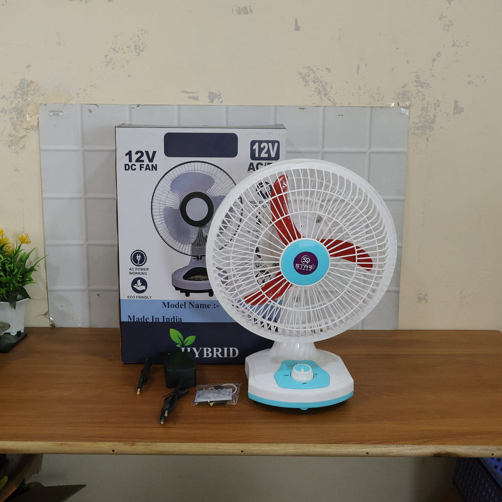 Rechargeable Table Fan – Portable with LED Light & Dual Power