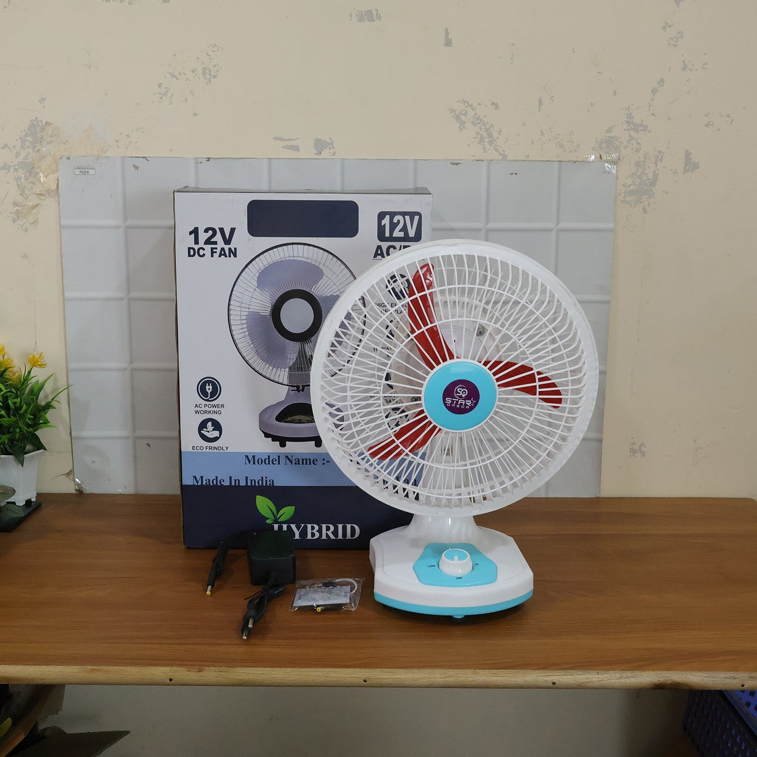 Rechargeable Table Fan – Portable with LED Light & Dual Power