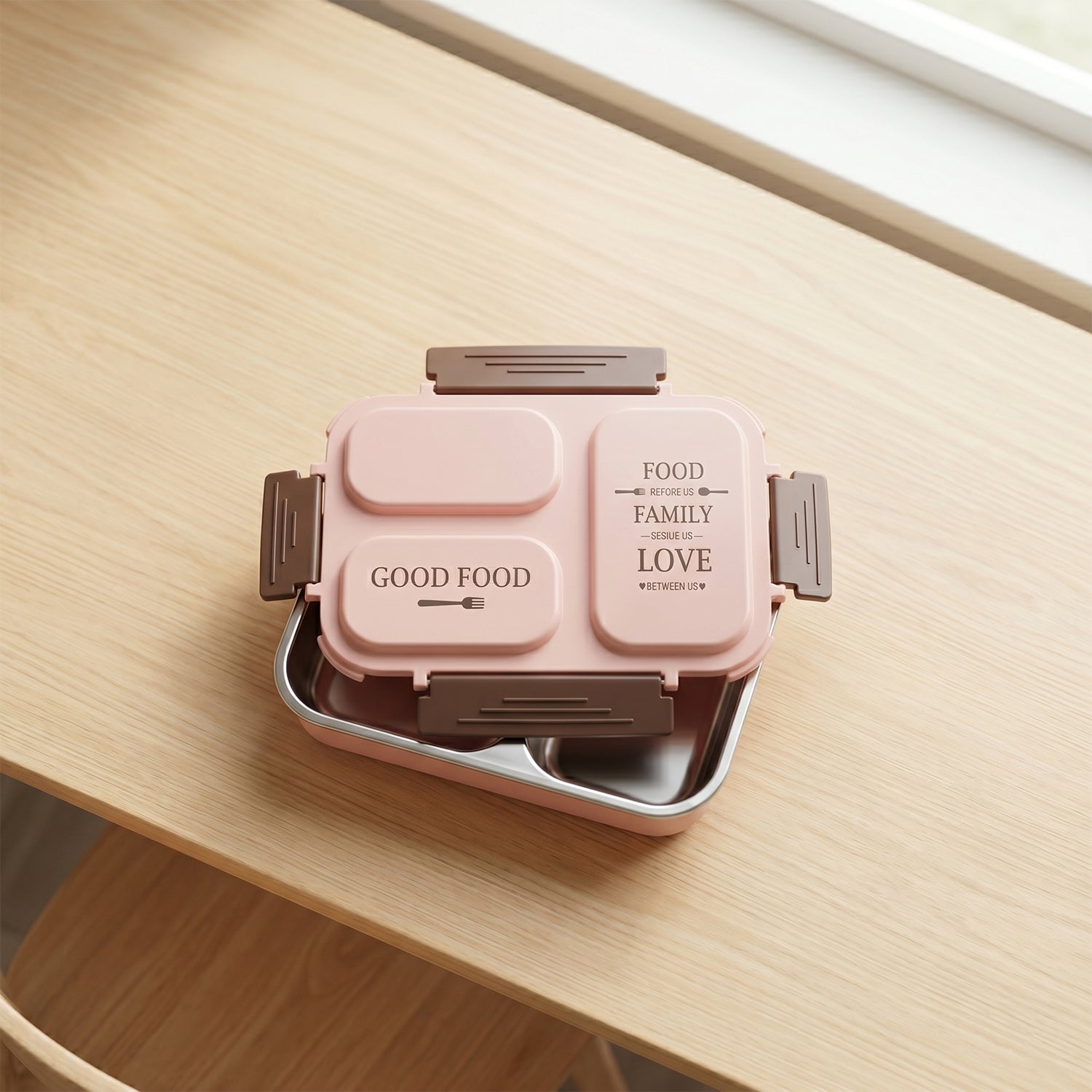 3-Compartment Stainless Steel Lunch Box – Leak-Proof & Durable