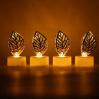 Golden Leaf LED Candles – Set of 4 Flameless Decorative Lights
