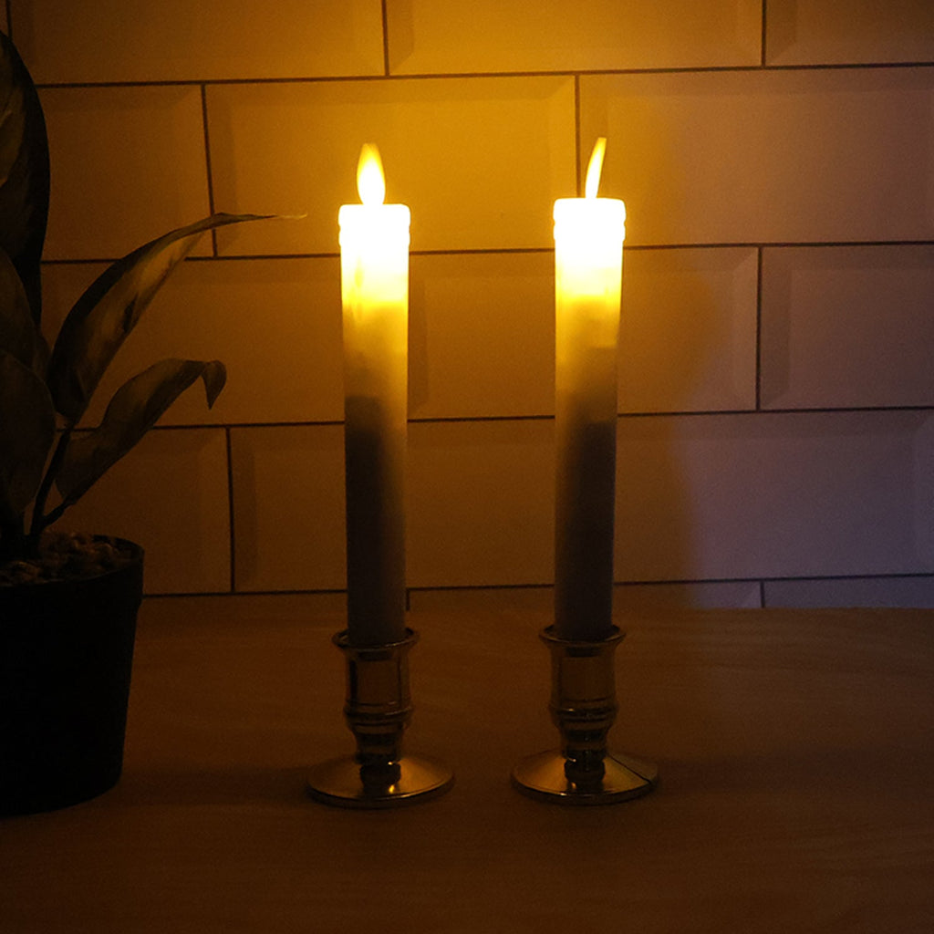 LED Flameless Taper Candles – Set of 2 Realistic Flickering Lights