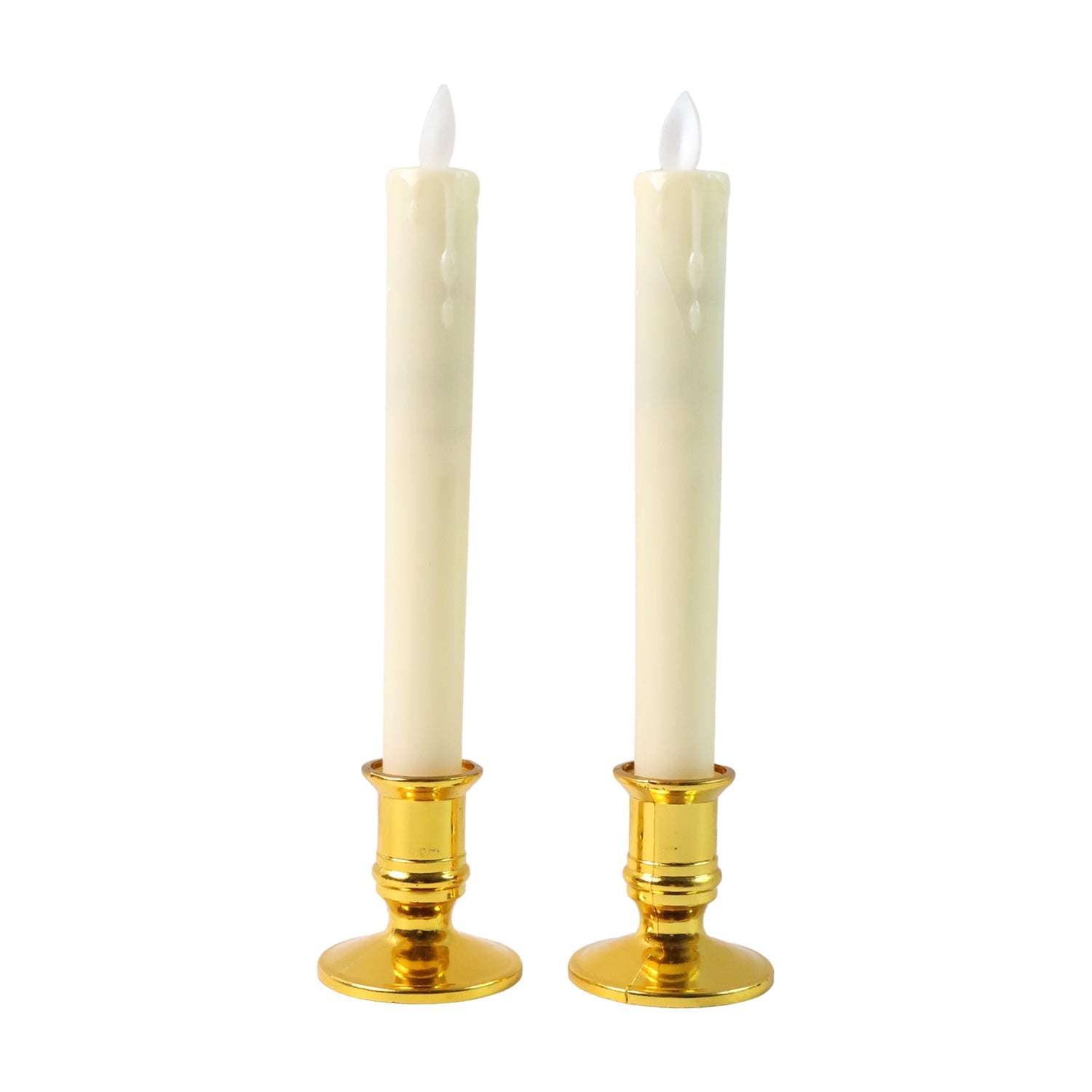 LED Flameless Taper Candles – Set of 2 Realistic Flickering Lights