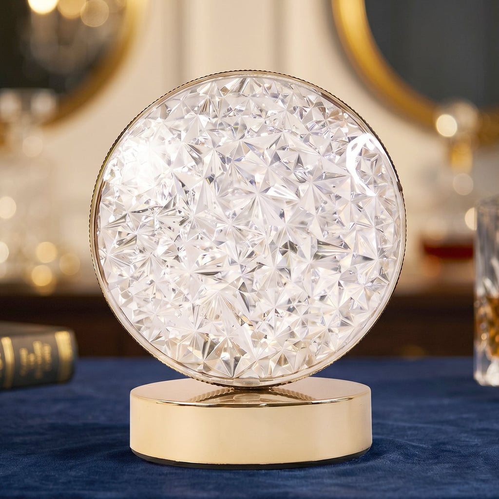 Round Crystal LED Table Lamp Ð Dimmable Touch & USB Rechargeable