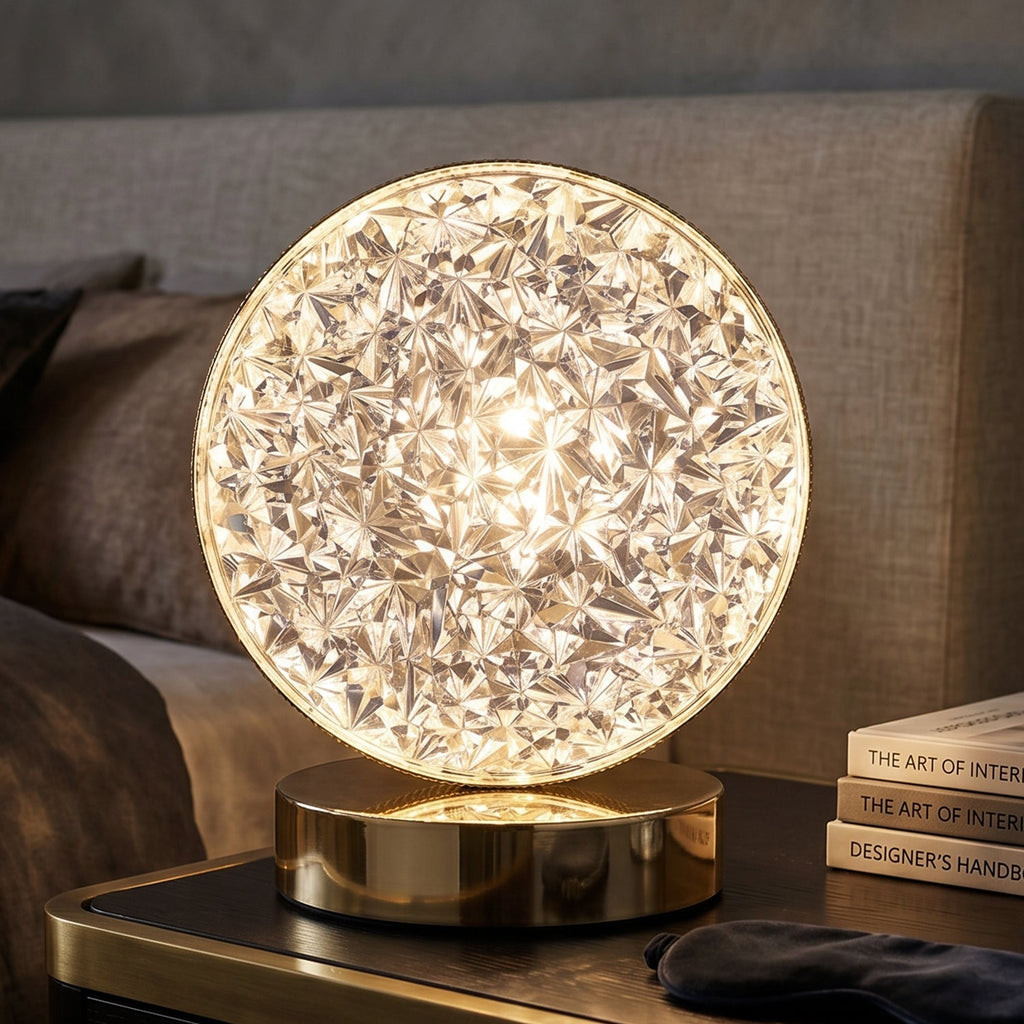 Round Crystal LED Table Lamp Ð Dimmable Touch & USB Rechargeable