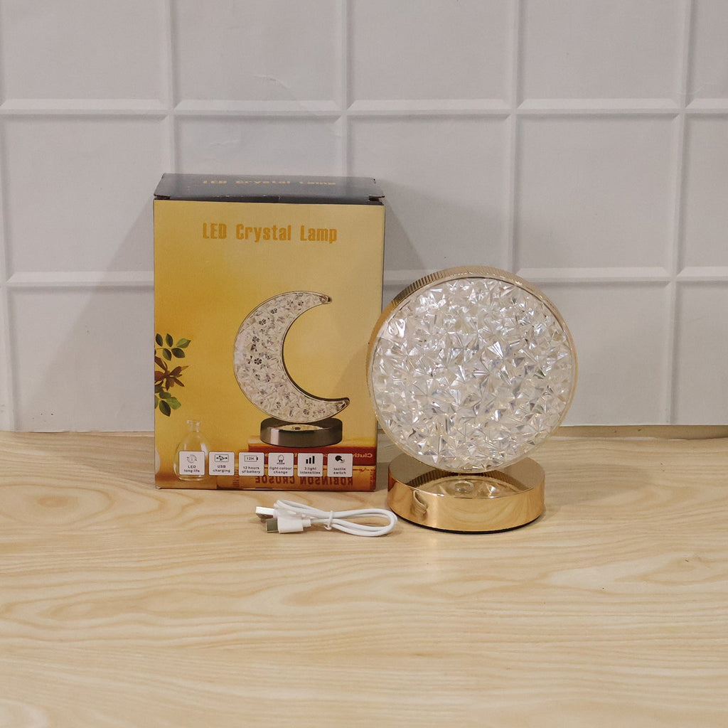 Round Crystal LED Table Lamp Ð Dimmable Touch & USB Rechargeable