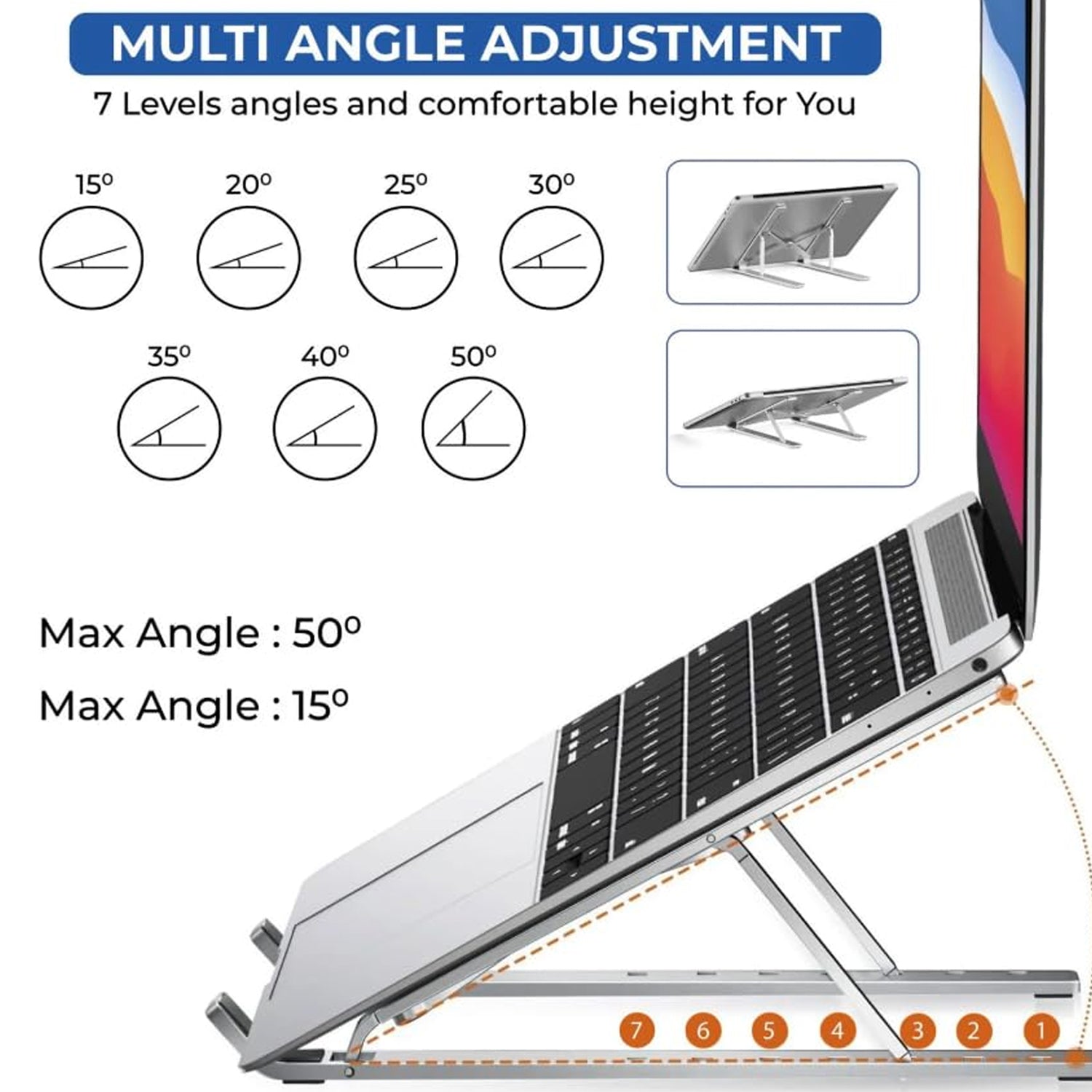 Adjustable Laptop Stand – Ergonomic Foldable Design for Desk Use