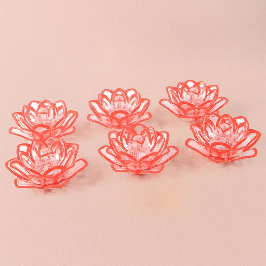 Lotus Shaped LED Flameless Candles – Set of 6 Decorative Lights