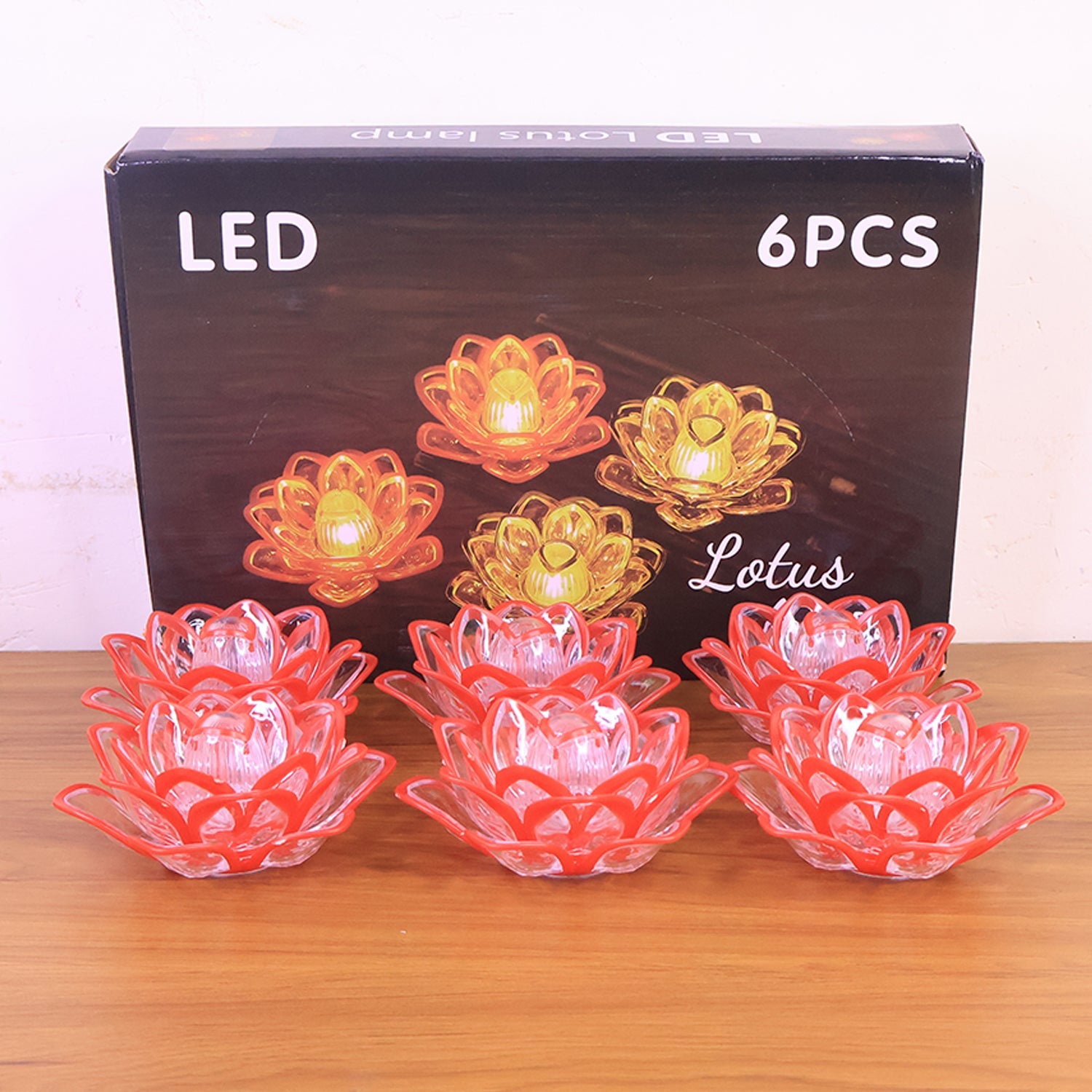 Lotus Shaped LED Flameless Candles – Set of 6 Decorative Lights