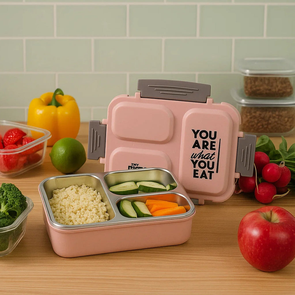 Stainless Steel Lunch Box – Premium 3-Partition Leakproof Tiffin