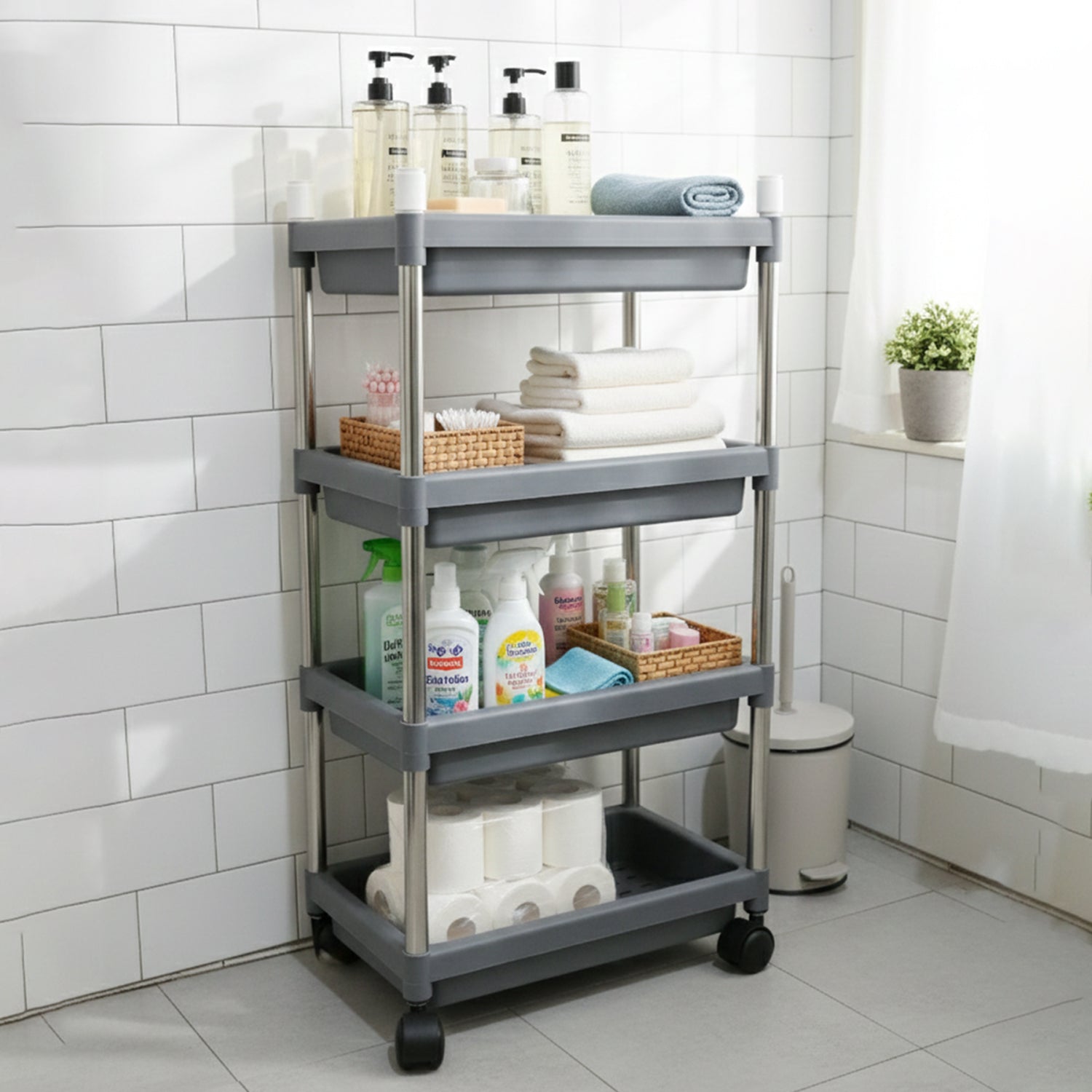 4-Layer Rolling Storage Cart – Durable & Mobile Organizer