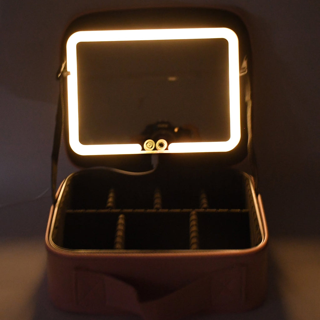 LED Light Makeup Organizer Box – USB Rechargeable & Portable
