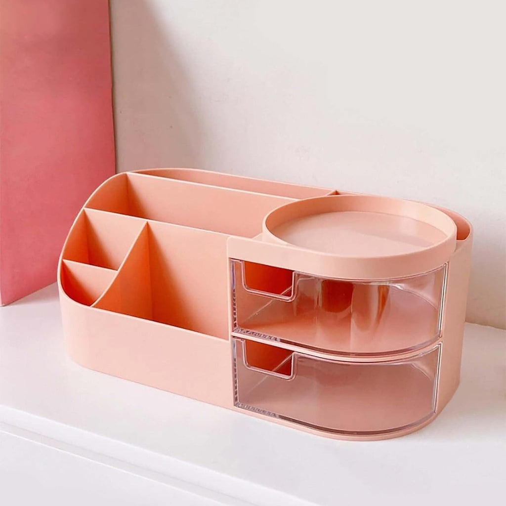 Multipurpose Makeup Organizer – Space-Saving with Drawers & Brush Holder