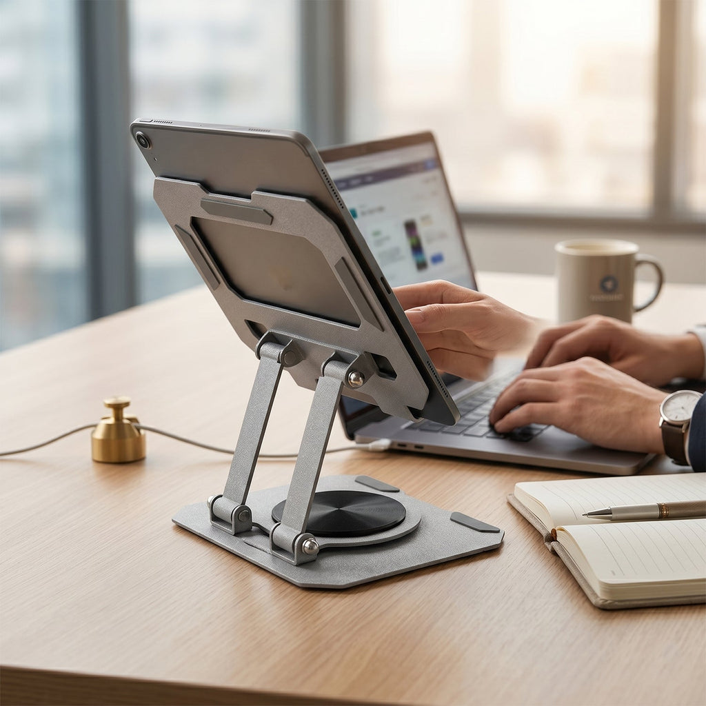 Foldable Metal Phone & Tablet Stand Ð Adjustable & Portable Desktop Support