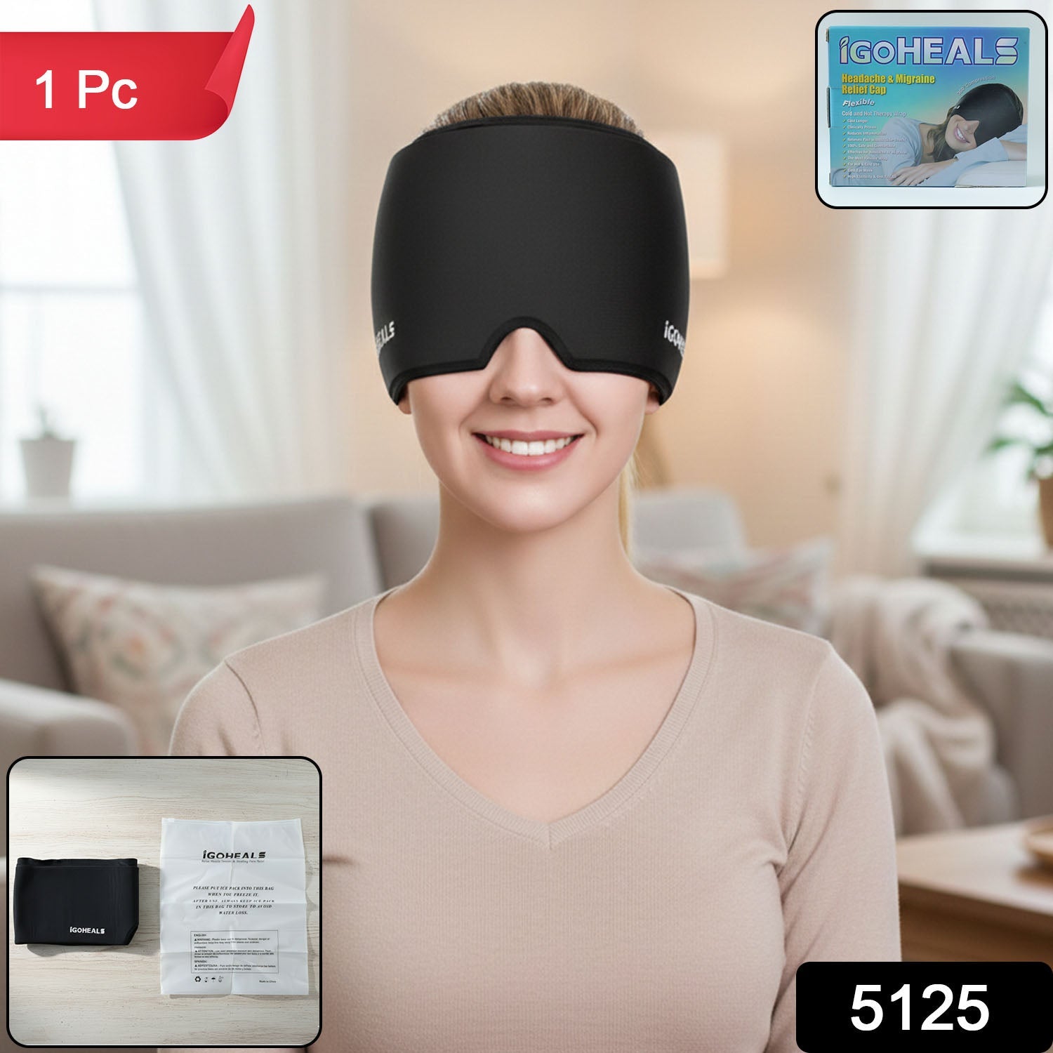 Hot & Cold Therapy Headache Relief Cap – Full Coverage Comfort