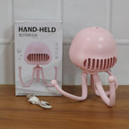 Handheld Mini Fan with LED Star Projector & Flexible Tripod Stand