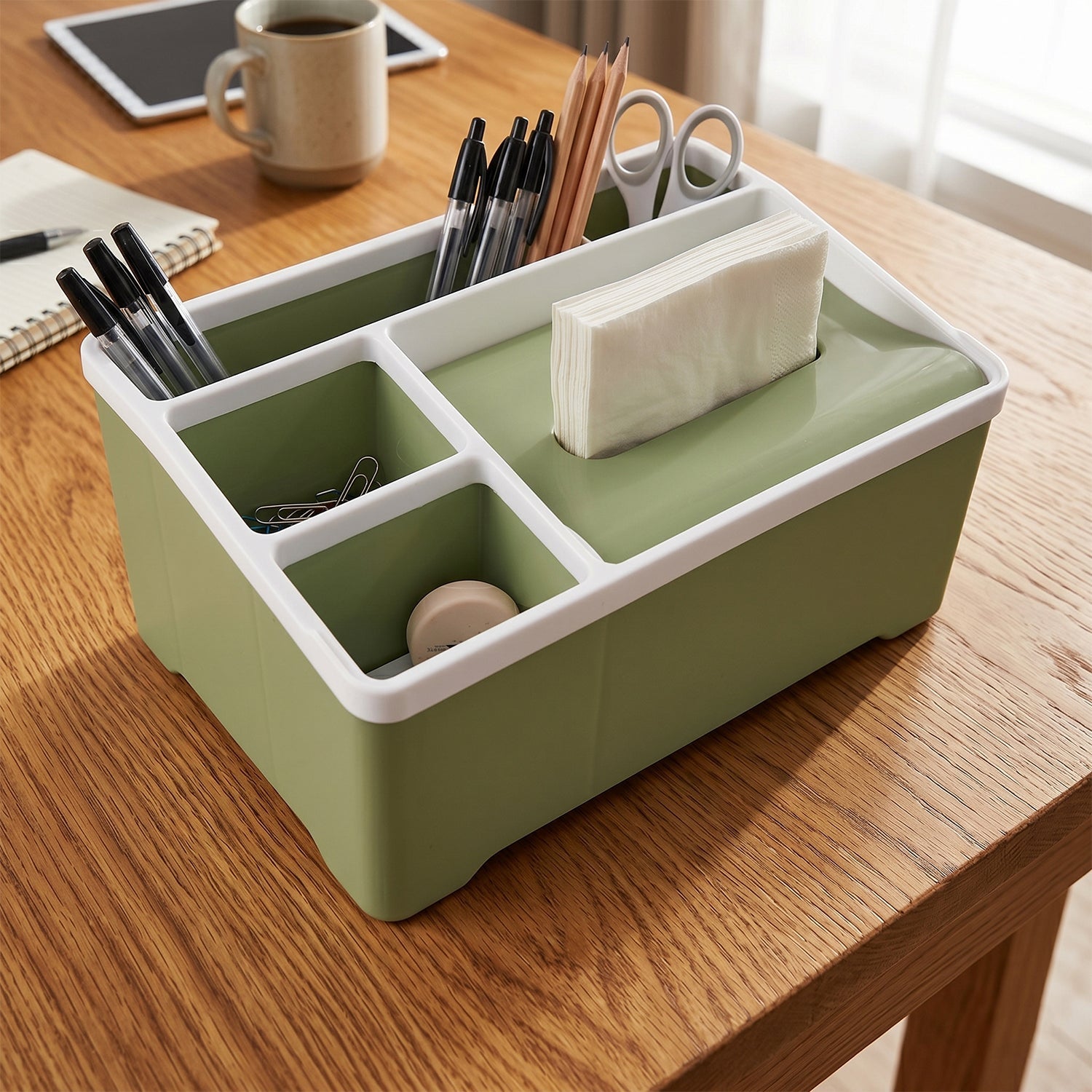 Multipurpose Plastic Organizer Box Ð Neat Storage with Tissue Holder