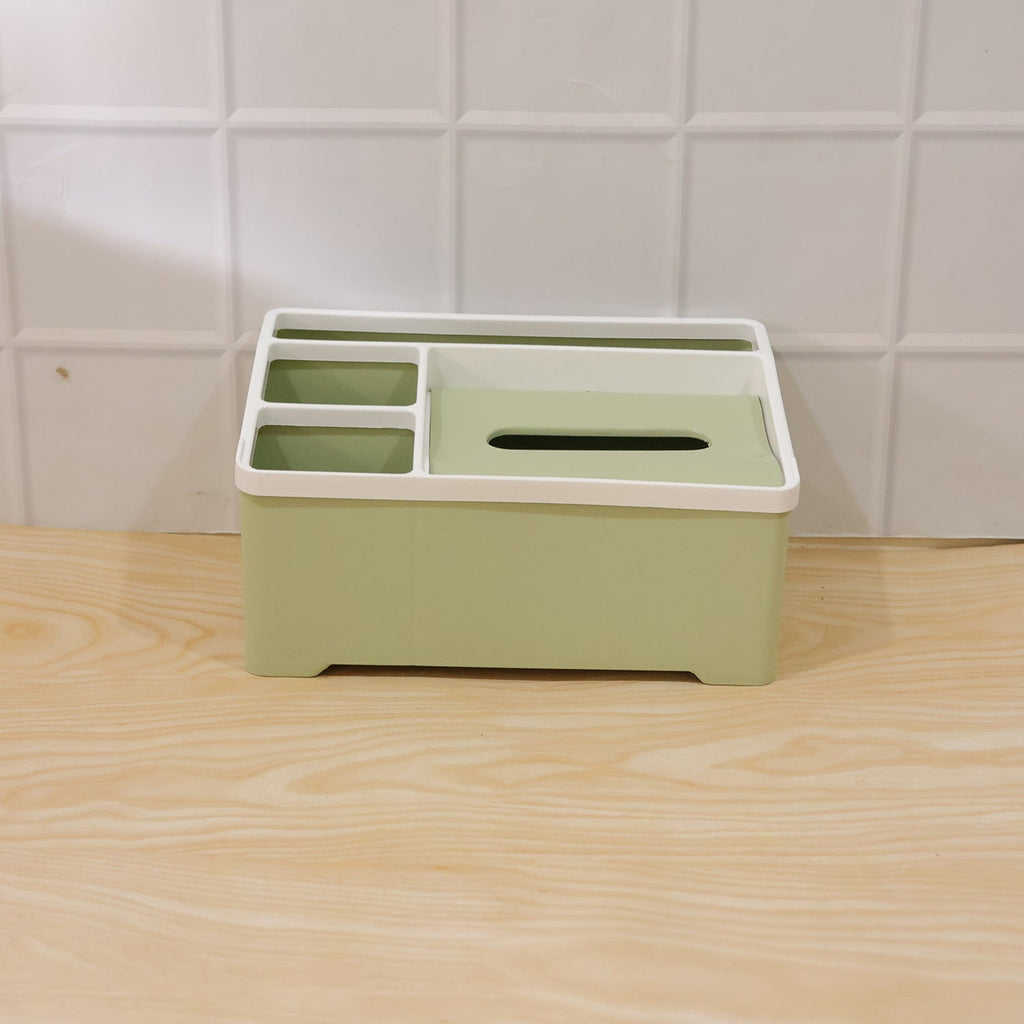 Multipurpose Plastic Organizer Box Ð Neat Storage with Tissue Holder