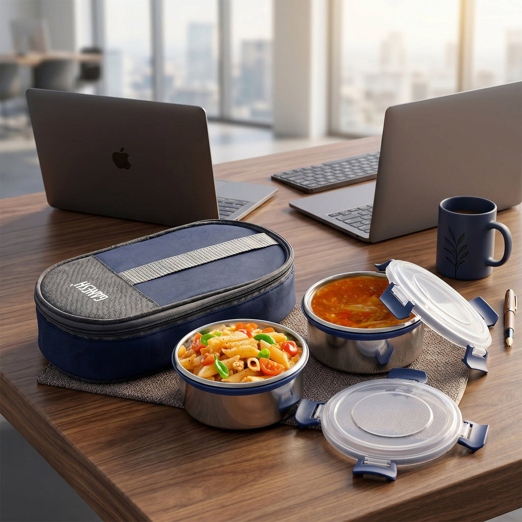 Lunch Box Set Ð Airtight Stainless Steel Containers with Insulated Bag