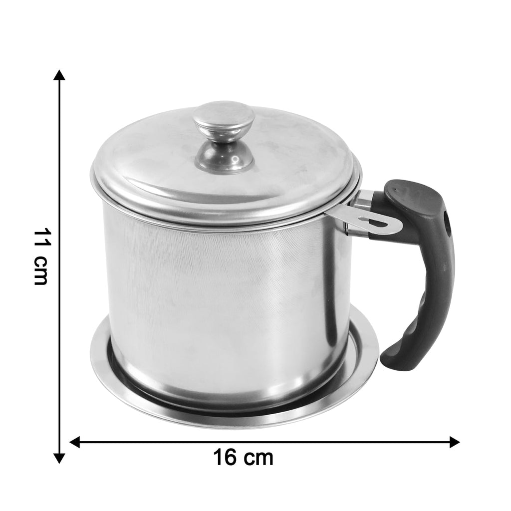 Stainless Steel Oil Filter Pot – 1.3L Durable & Reusable