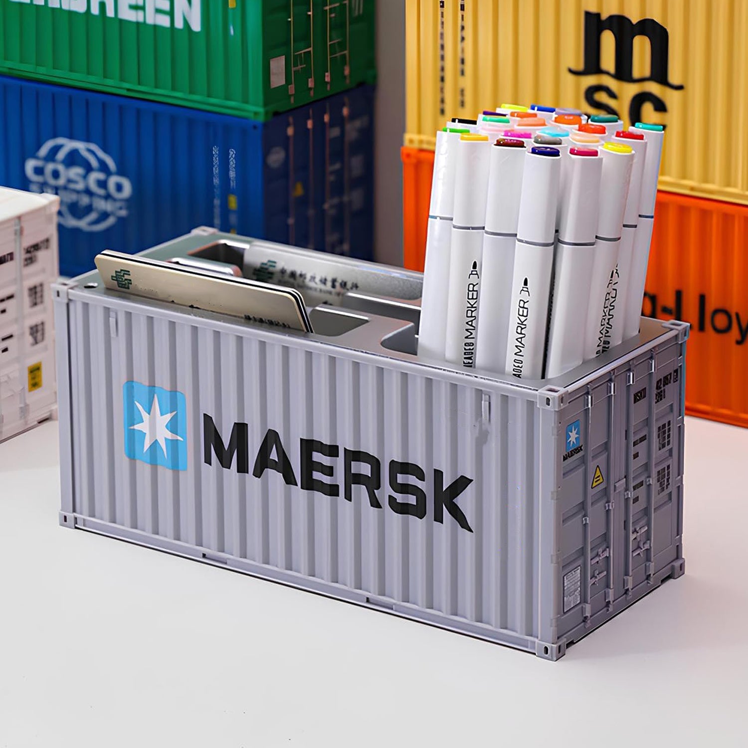 Container-Style Desk Organizer – Durable Multi-Compartment Storage Box