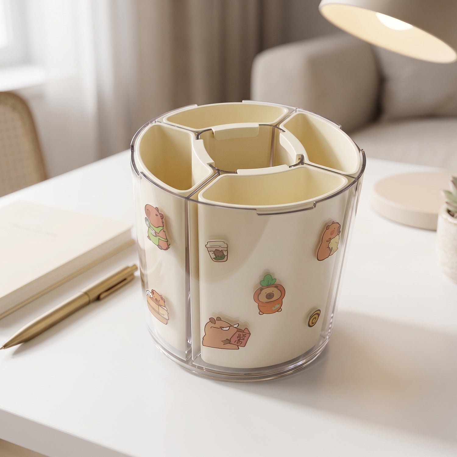 Rotating Desk Organizer Ð 5 Compartments with 360¡ Spin for Office & Home