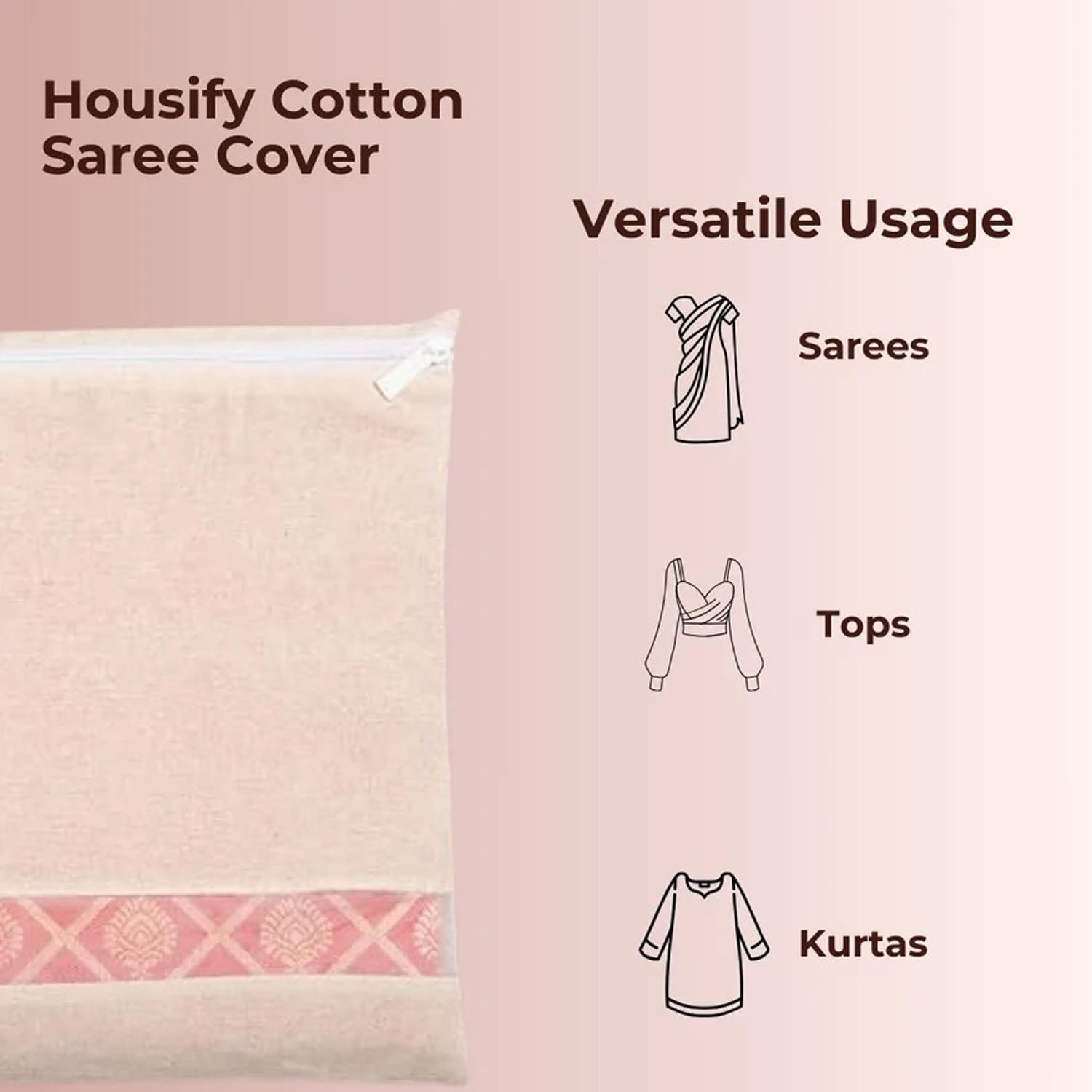 Saree Storage Bags with Zip Closure – Pack of 6, Multipurpose Protection