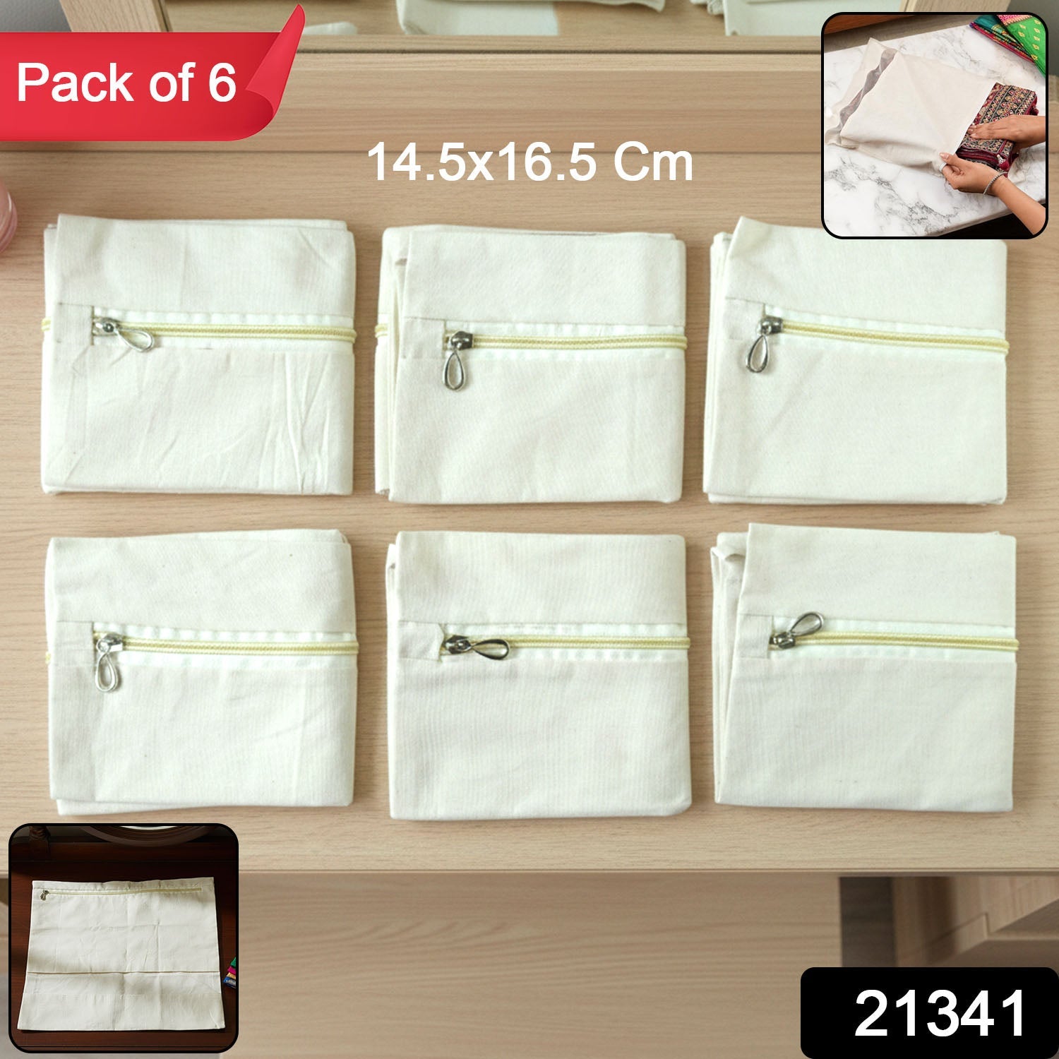 Saree Storage Bags with Zip Closure – Pack of 6, Multipurpose Protection