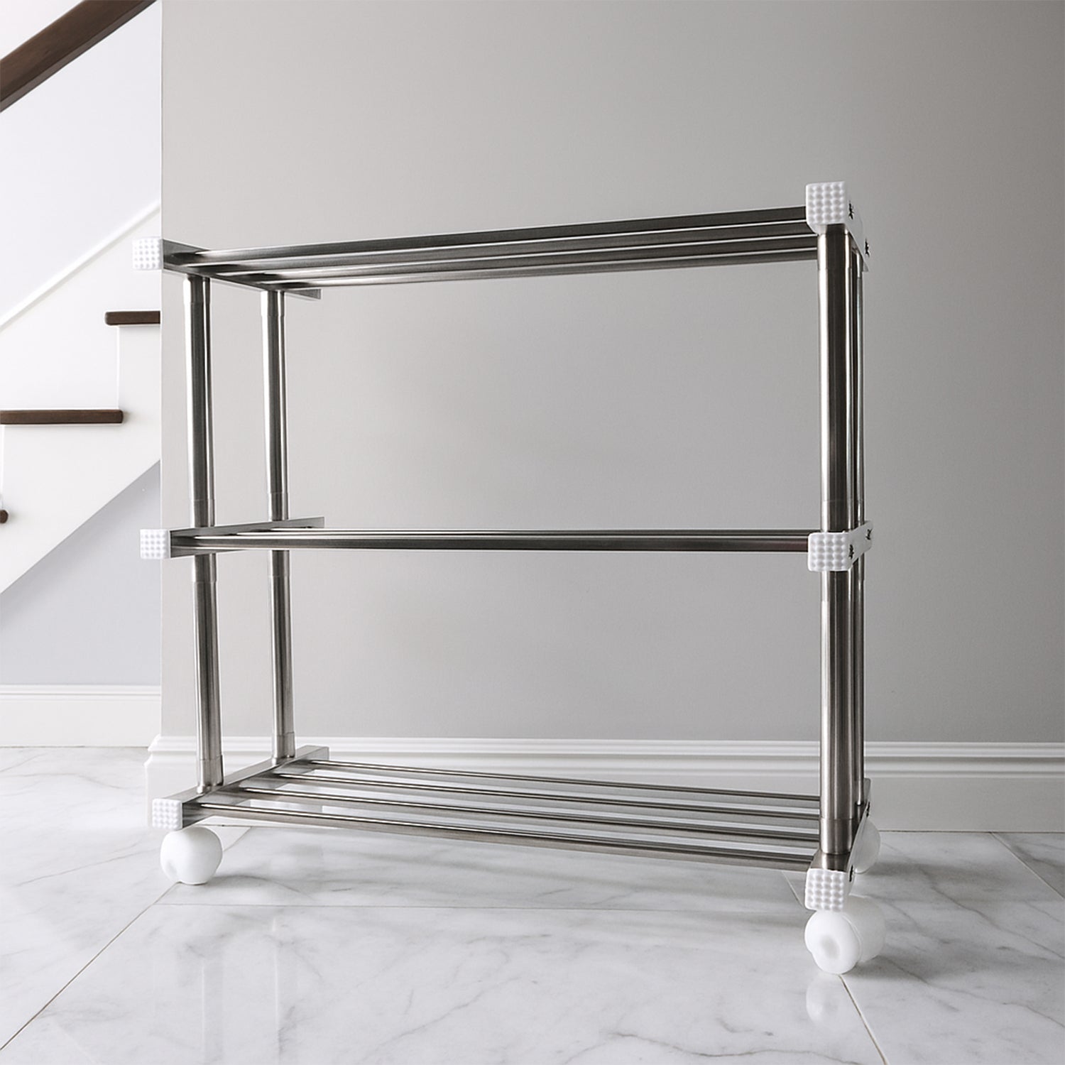 3-Layer Stainless Steel Shoe Rack – Durable & Space-Saving Organizer